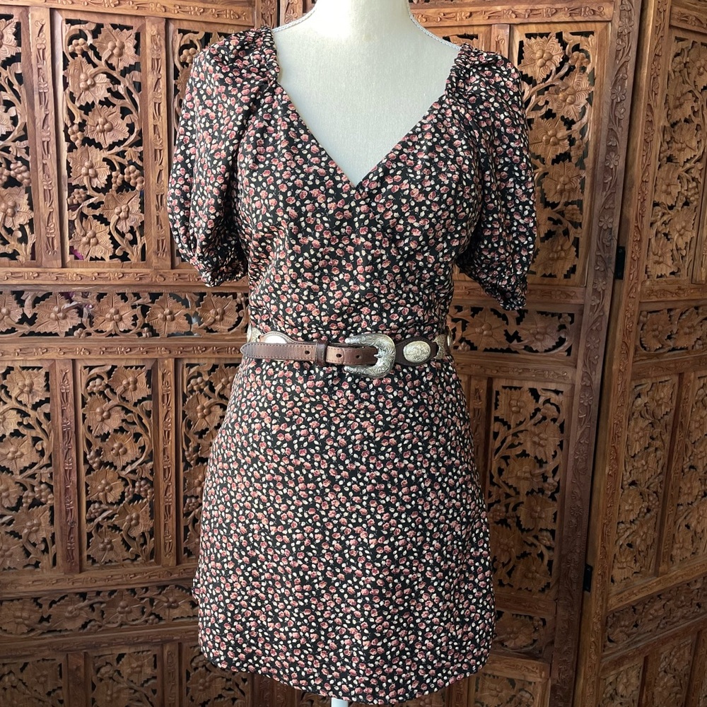 RESET Floral Ditsy Puff-Sleeve Mini Dress